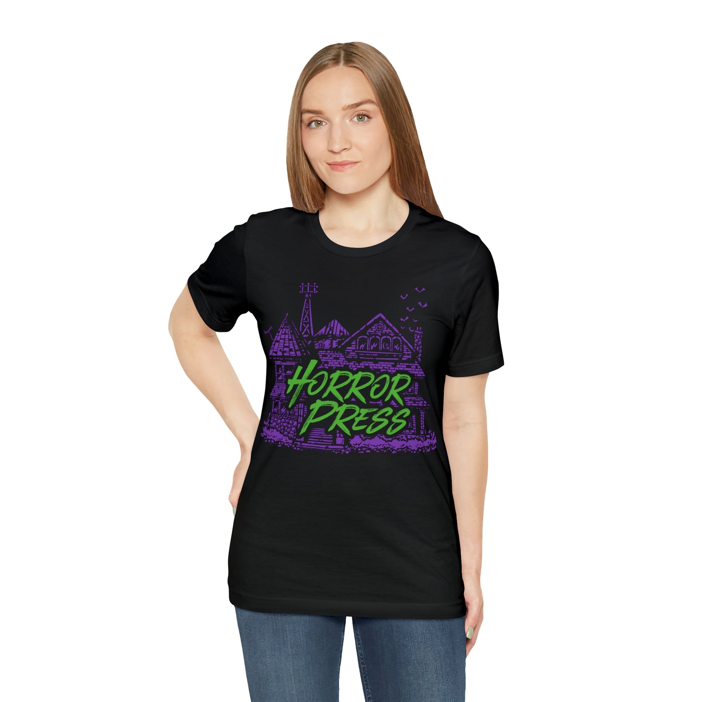 Horror Press Official T-Shirt - Horror Press Unisex Tee - Horror Movie Fan Gift - Horror Press Horror Fan Shirt - Scary Movie Fan Shirt - Horror Game Fan Tee - Purple on Black T-Shirt