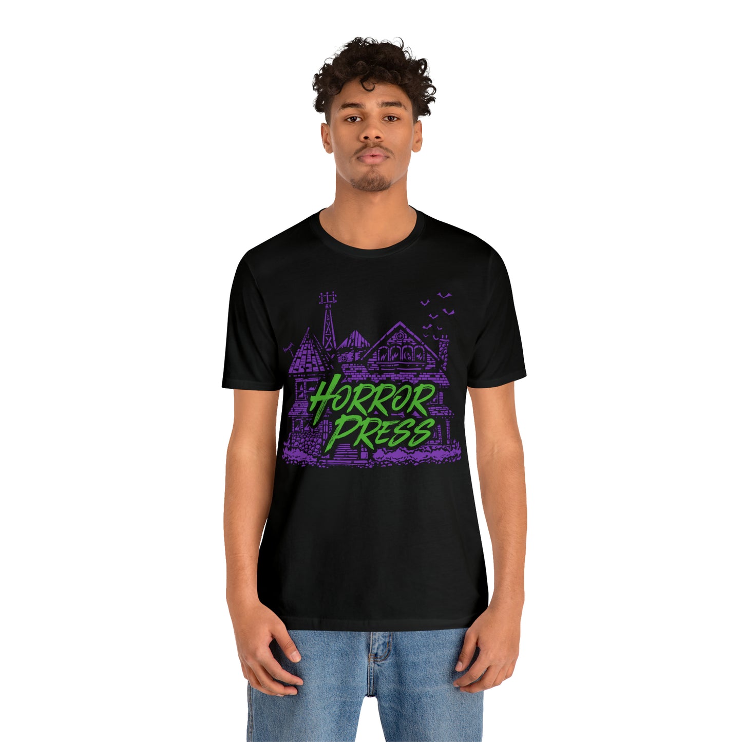 Horror Press Official T-Shirt - Horror Press Unisex Tee - Horror Movie Fan Gift - Horror Press Horror Fan Shirt - Scary Movie Fan Shirt - Horror Game Fan Tee - Purple on Black T-Shirt