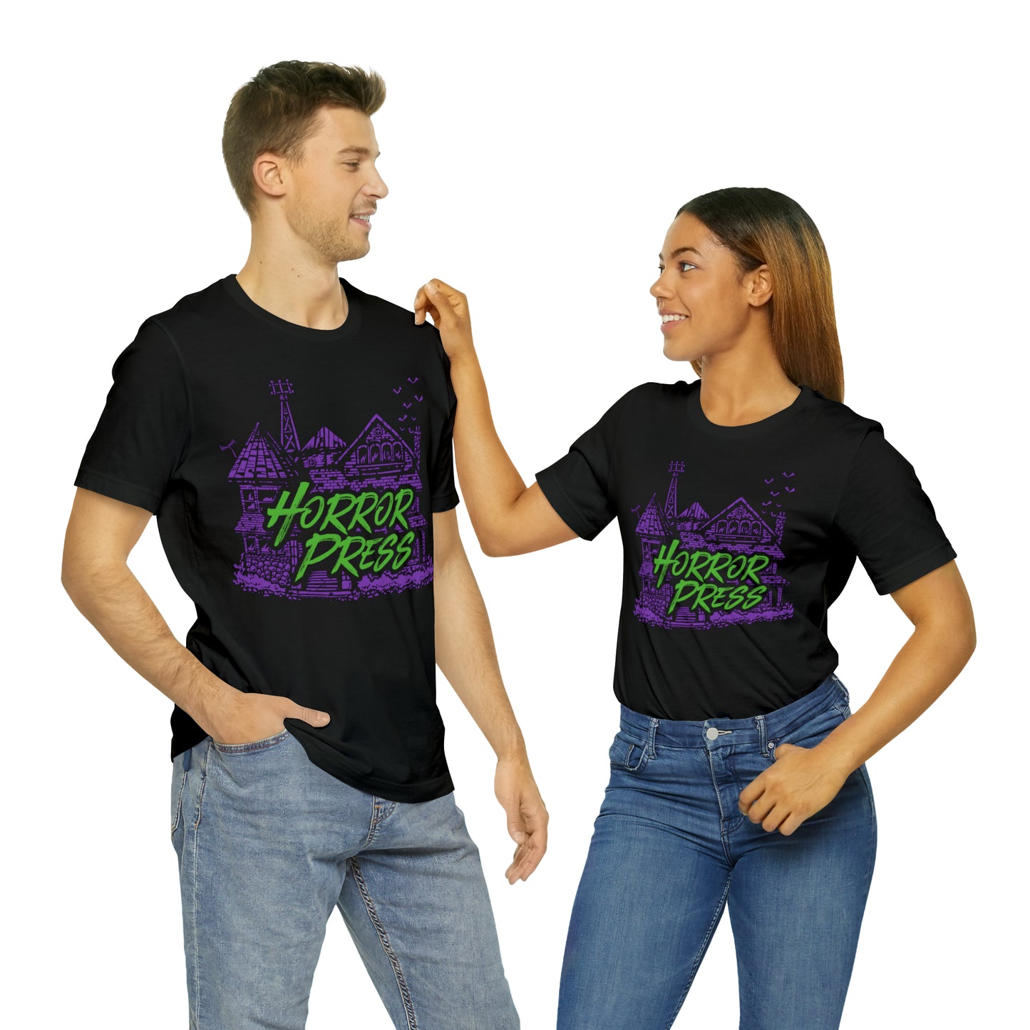 Horror Press Official T-Shirt - Horror Press Unisex Tee - Horror Movie Fan Gift - Horror Press Horror Fan Shirt - Scary Movie Fan Shirt - Horror Game Fan Tee - Purple on Black T-Shirt