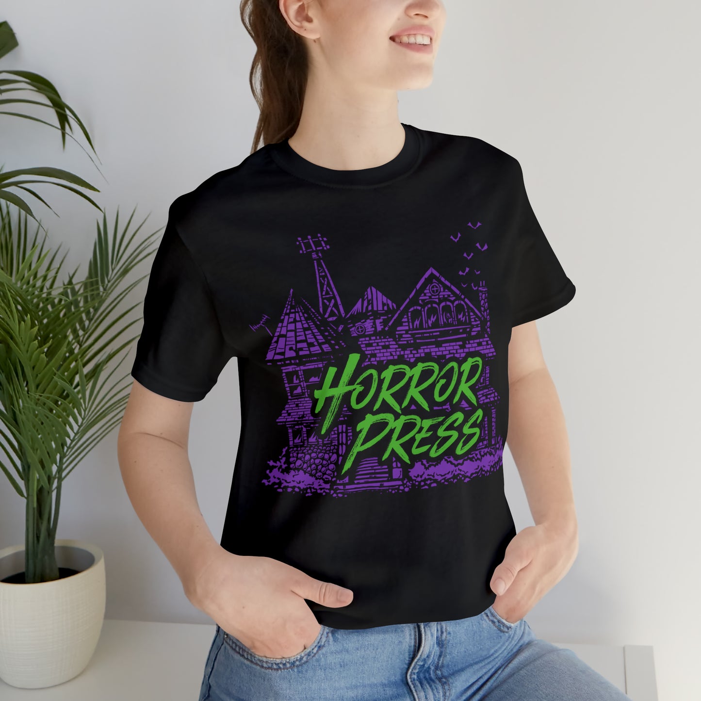 Horror Press Official T-Shirt - Horror Press Unisex Tee - Horror Movie Fan Gift - Horror Press Horror Fan Shirt - Scary Movie Fan Shirt - Horror Game Fan Tee - Purple on Black T-Shirt