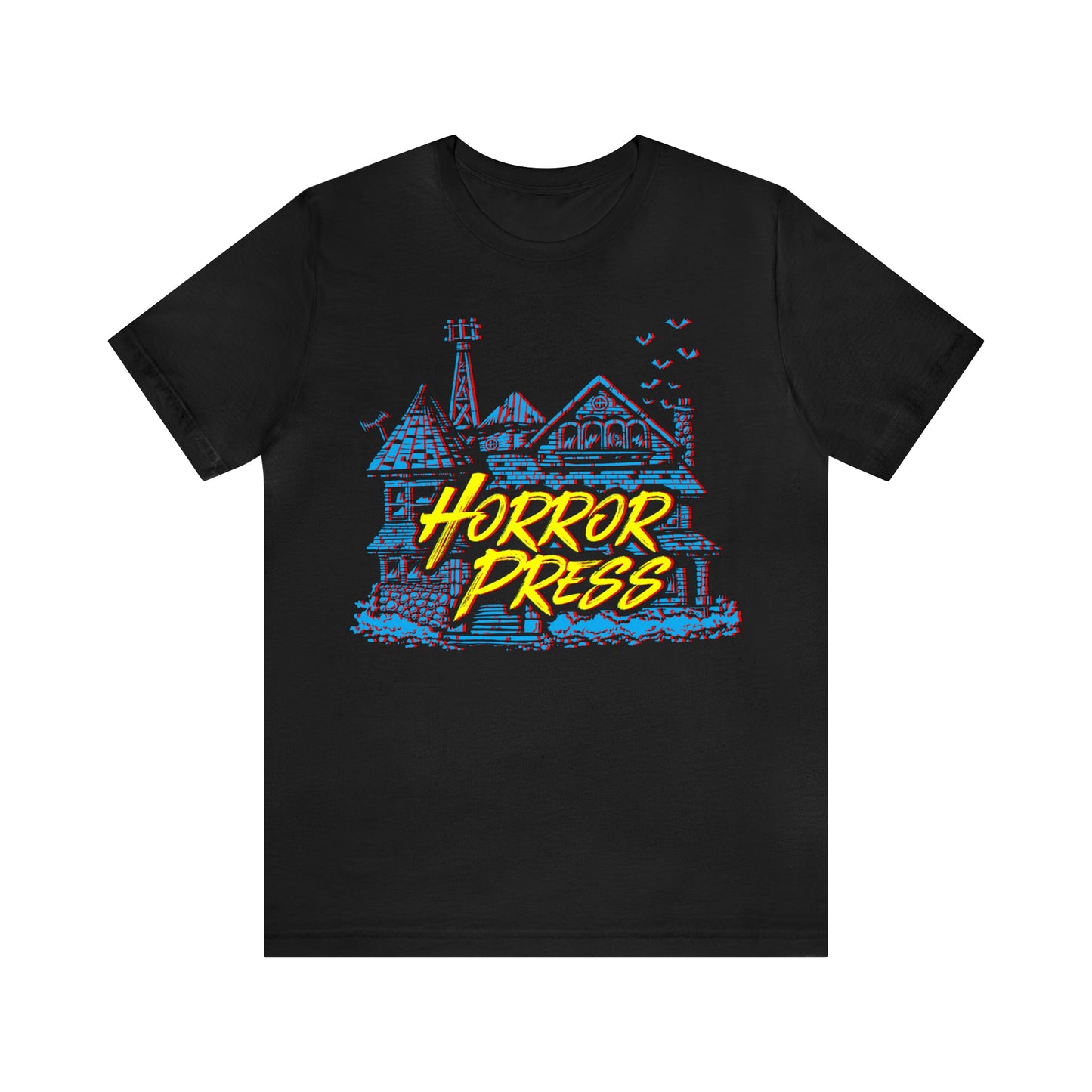 Official Horror Press T-Shirt - Horror Press Unisex Tee - Horror Movie Fan Gift - Horror Press Horror Fan Shirt - Scary Movie Fan Shirt - Horror Game Fan Tee - Blue on Black T-Shirt