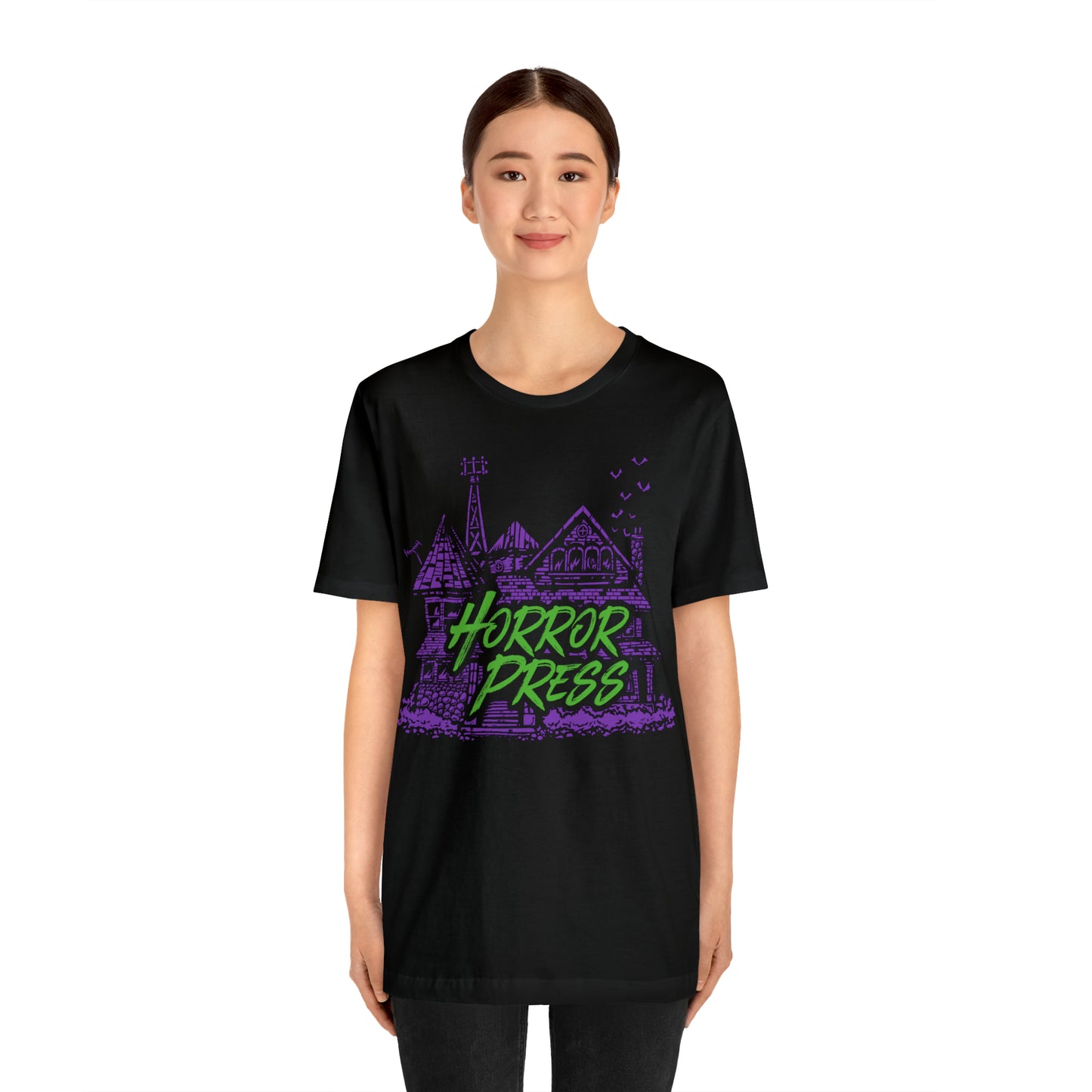 Horror Press Official T-Shirt - Horror Press Unisex Tee - Horror Movie Fan Gift - Horror Press Horror Fan Shirt - Scary Movie Fan Shirt - Horror Game Fan Tee - Purple on Black T-Shirt