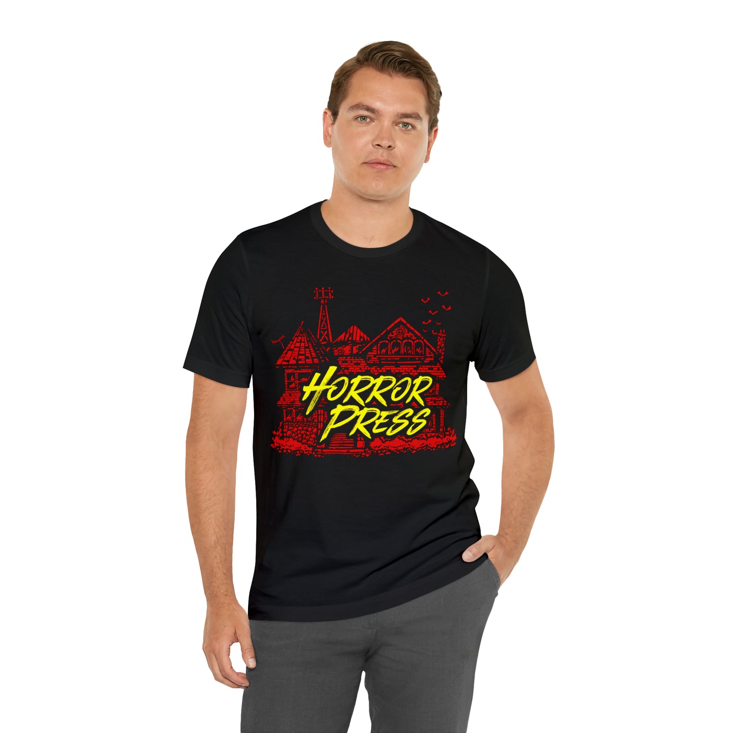 Official Horror Press T-Shirt - Horror Press Unisex Tee - Horror Movie Fan Gift - Horror Press Horror Fan Shirt - Scary Movie Fan Shirt - Horror Game Fan Tee - Red on Black T-Shirt