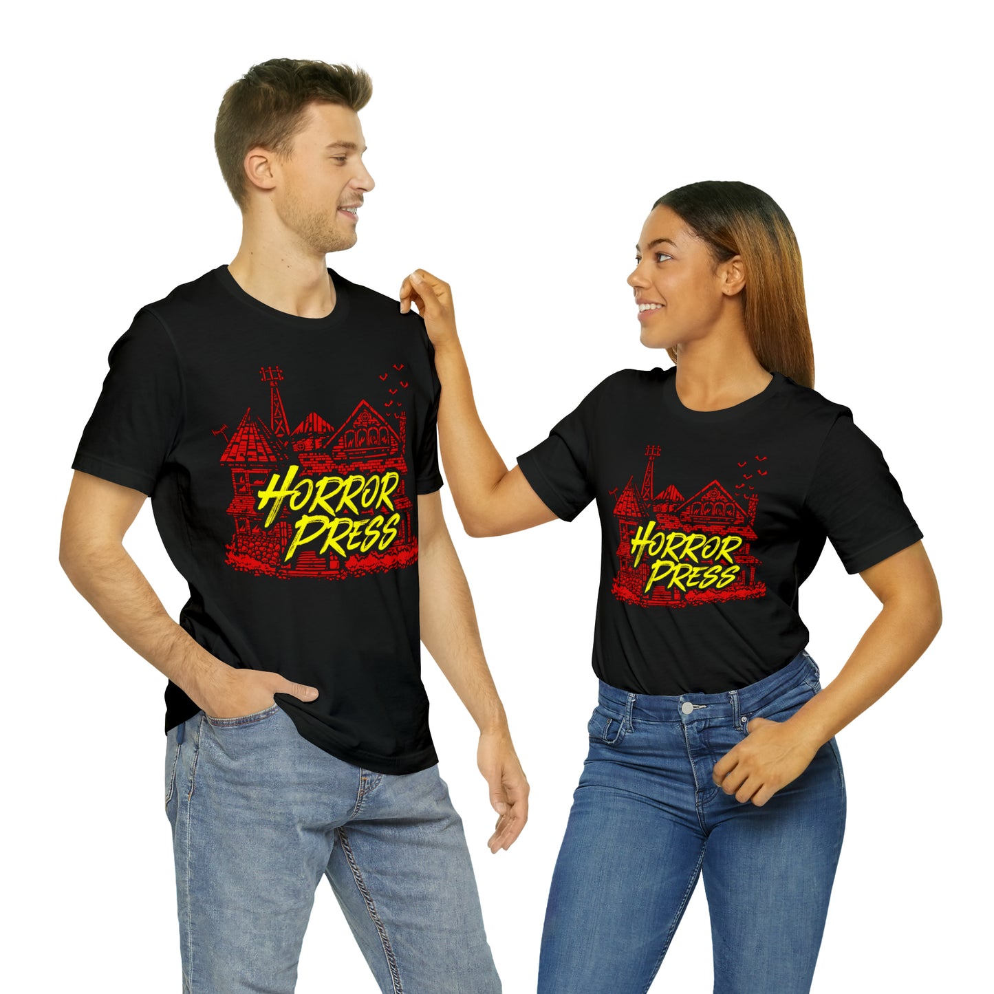 Official Horror Press T-Shirt - Horror Press Unisex Tee - Horror Movie Fan Gift  - Horror Press Horror Fan Shirt - Scary Movie Fan Shirt - Horror Game Fan Tee - Red on Black T-Shirt