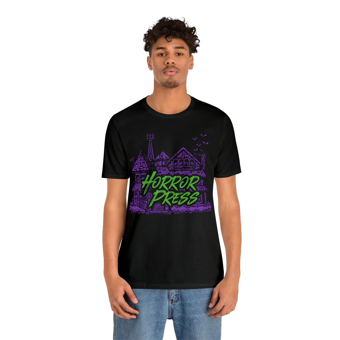 Horror Press Official T-Shirt - Horror Press Unisex Tee - Horror Movie Fan Gift  - Horror Press Horror Fan Shirt - Scary Movie Fan Shirt - Horror Game Fan Tee - Purple on Black T-Shirt